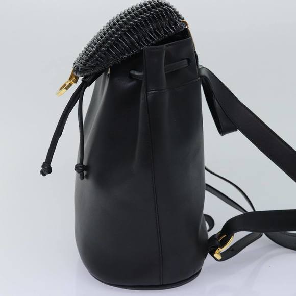 Salvatore Ferragamo Backpack Leather Black Gold Auth 86612 main image 14